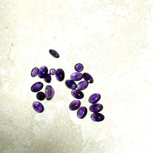 2/$20, Small Glass Bottle w/ Tiny Genuine Purple Amethyst Cabochons, Birthstone - Picture 2 of 6